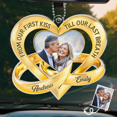 Custom Photo Acrylic Car Ornament - Personalized Anniversary Wedding Gifts For Husband And Wife, Him And Her - Loving You Comes Easy