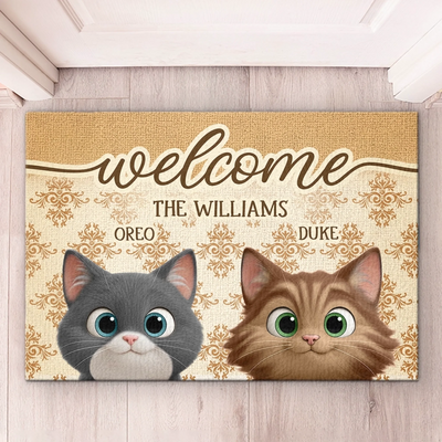 Custom Home Decor Decorative Mat - Personalized Birthday Gifts For Dog Cat Lovers, Dog Dad And Mom, Cat Owners - Home Of Happy Paws