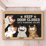 Custom Name Funny Cat Escape Warning Gifts for Cat Lovers - Personalized Doormat