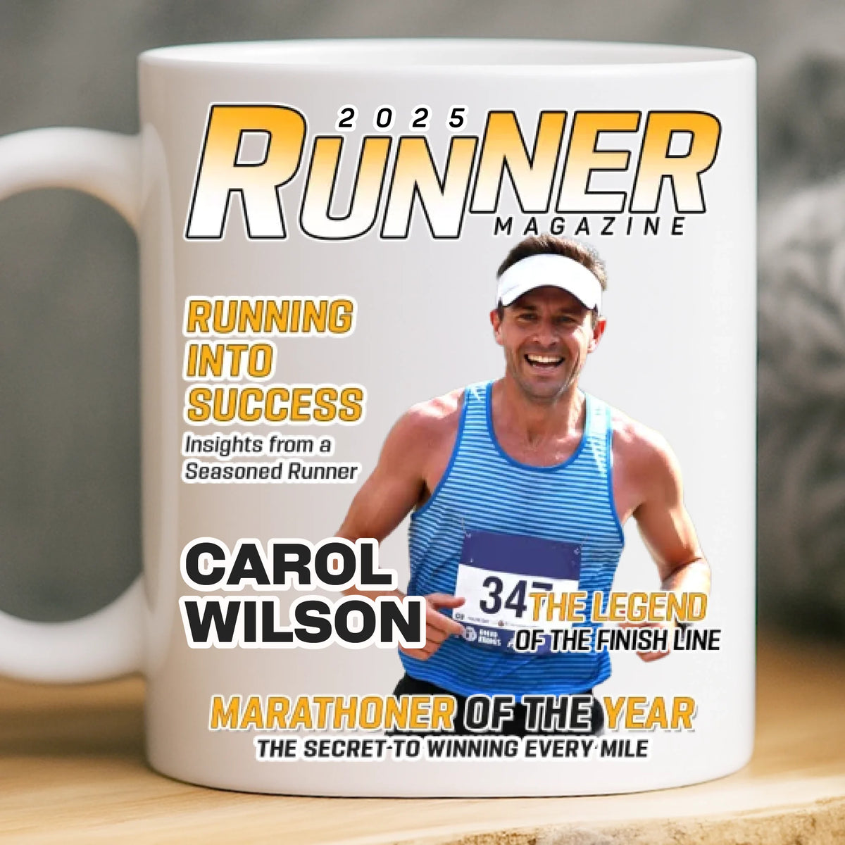 Custom Photo Magazine Mug - Personalized  Birthday Running Gifts For Running Lovers, Sports Fans, Sports Lovers - Champions Train Daily