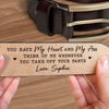 Custom Engraved Leather Belt - Personalized Anniversary Wedding Gifts For Husband And Wife, Him And Her - Love Feels Calm With You