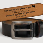 Custom Engraved Leather Belt - Personalized Anniversary Wedding Gifts For Husband And Wife, Him And Her - Together Is My Favorite Place