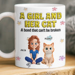 Custom Name Girl and Her Cat Gifts for Cat Lovers - Personalized Mugs