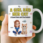 Custom Name Girl and Her Cat Gifts for Cat Lovers - Personalized Mugs