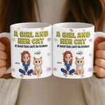 Custom Name Girl and Her Cat Gifts for Cat Lovers - Personalized Mugs