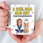 Custom Name Girl and Her Cat Gifts for Cat Lovers - Personalized Mugs