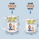 Custom Name Girl and Her Cat Gifts for Cat Lovers - Personalized Mugs