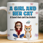 Custom Name Girl and Her Cat Gifts for Cat Lovers - Personalized Mugs