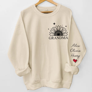Custom Unisex Sweatshirt, Hoodie With Design On Sleeve - Personalized Birthday Gifts For Mom, Grandma - Heart Of Our Family
