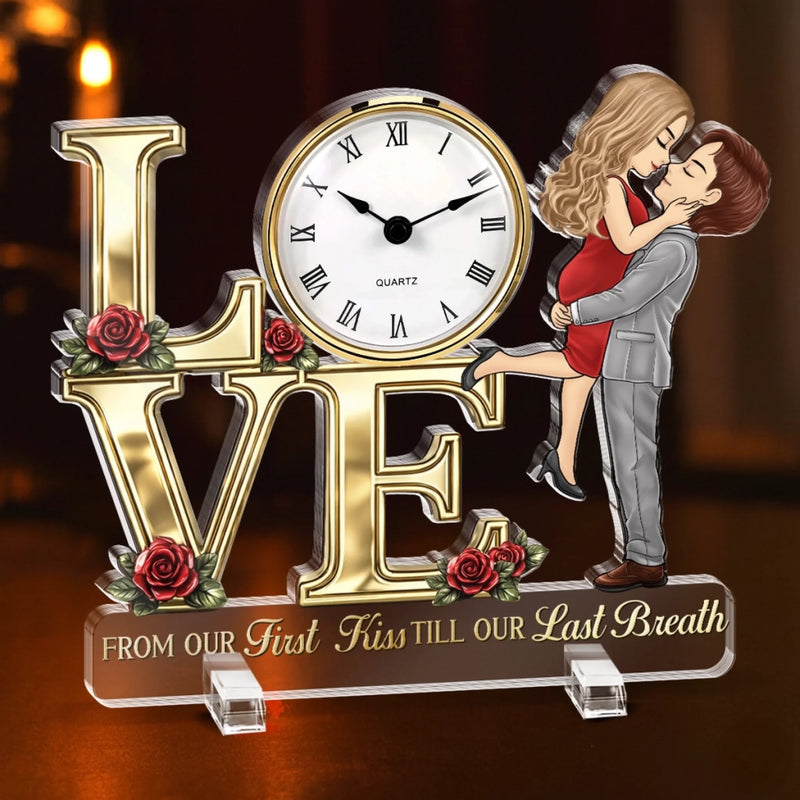 Custom Acrylic Desk Clock - Personalized Anniversary Wedding Gifts For Husband And Wife, Him And Her - Side By Side Always