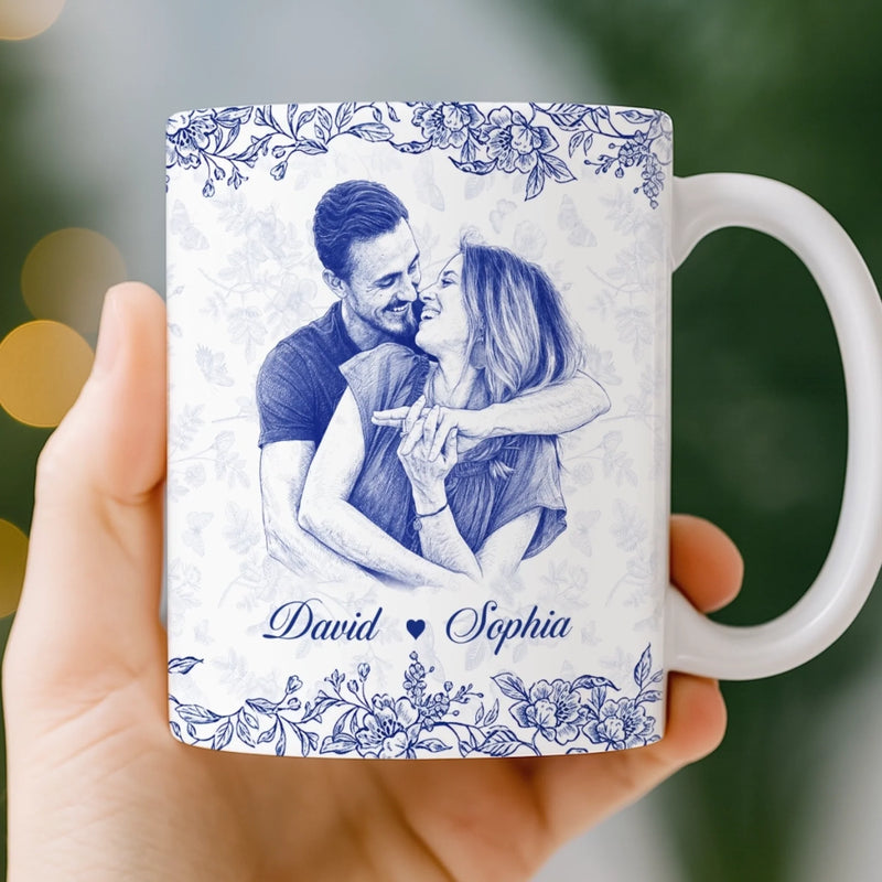 Custom Photo Mug - Personalized Anniversary Wedding Gifts For Husband And Wife, Him And Her - Holding Hearts Through Everything