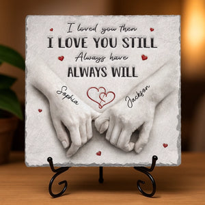 Custom Square Shaped Stone With Stand - Personalized Anniversary Wedding Gifts For Husband And Wife, Him And Her - You Make My World Calm