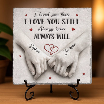 Custom Square Shaped Stone With Stand - Personalized Anniversary Wedding Gifts For Husband And Wife, Him And Her - You Make My World Calm