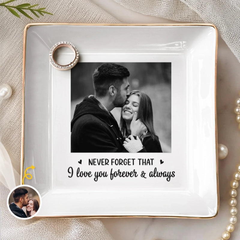 Custom Photo Jewelry Dish - Personalized Anniversary Wedding Gifts For Husband And Wife, Him And Her  - Built On Small Moments