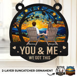 Endless Love Knows No Bounds - Couple Personalized Window Hanging Suncatcher Ornament - Gift For Husband Wife, Anniversary