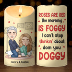 Roses Are Red, The Morning Is Foggy - Couple Personalized Custom LED Candle - Gift For Husband, Wife, Couple