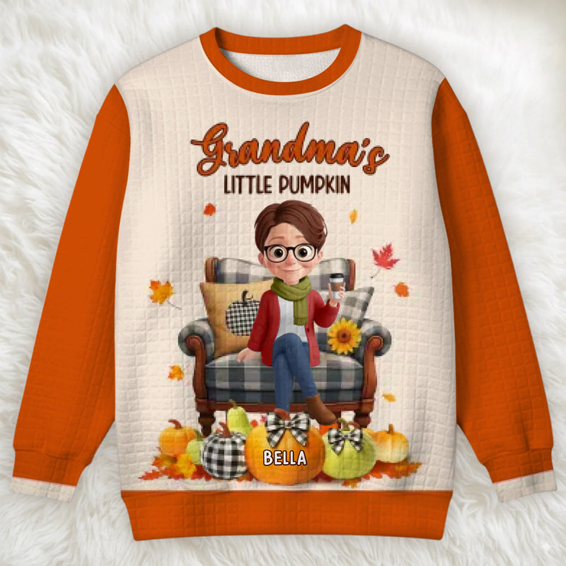 Custom Fall Autumn Waffle Sweatshirt - Personalized Birthday Gifts For Mom, Grandma - Warm Embraces Tell A Timeless Story