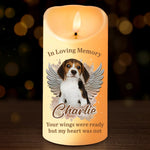 Custom Photo A Heartbeat At My Feet - Memorial Personalized Custom LED Candle - Sympathy Gift, Christmas Gift, New Arrival Gift For Pet Owners, Pet Lovers