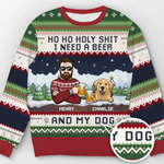 Custom Name Funny Beer and Dog Christmas Gifts for Men - Personalized Sweatshirt