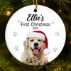 Custom Photo First Christmas Pet Ceramic Ornament - Personalized Christmas Birthday Gifts For Dog Lovers, Cat Lovers, Pet Dad And Mom, New Pet Ornament - Our First Fur Christmas