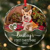 Custom Photo First Christmas Pet Glass Ornament - Personalized Christmas Birthday Gifts For Dog Lovers, Cat Lovers, Pet Dad And Mom, New Pet Ornament - Santa’s New Pup Helper
