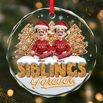 Custom Circle Glass Ornament - Personalized Christmas Birthday Gifts For Brother, Sister - Linked By Love