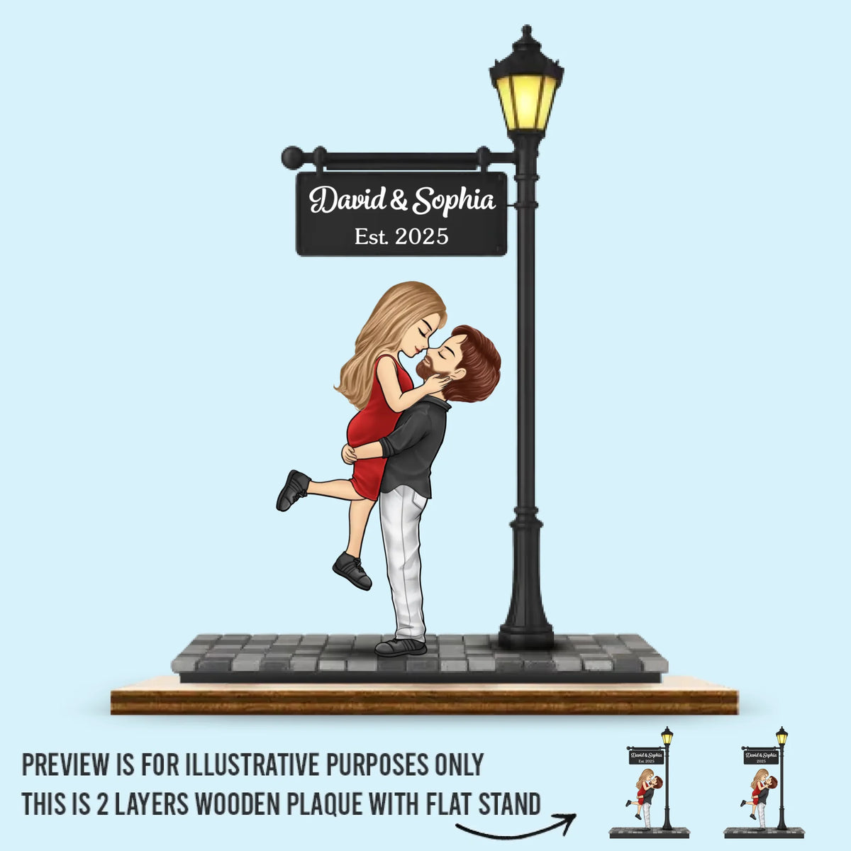 Custom 2-Layered Wooden Plaque - Personalized Anniversary Wedding Gifts For Husband And Wife, Him And Her - A Kiss That Wrote Our Forever