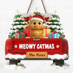 Custom Name Christmas Cat Gifts for Cat Lovers - Personalized Wood Sign