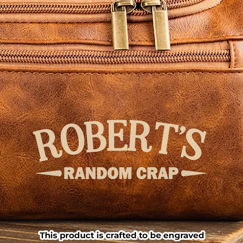 Custom Engraved Leather Toiletry Bag - Personalized  Christmas Birthday Gifts For Dad, Brother, Son, Husband, Groomsman, Best Friends - The Ultimate Man Kit