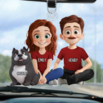 Forever Bonded By Love And Paws - Dog Personalized Custom Car Ornament - Acrylic Custom Shaped - Gift For Dog Lovers, Girls