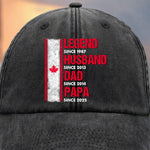 Custom Photo Vintage Washed Denim Baseball Cap - Personalized Birthday Gifts For Husband, Dad, Grandpa - From Husband To Grandpa Legend
