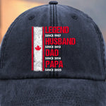 Custom Photo Vintage Washed Denim Baseball Cap - Personalized Birthday Gifts For Husband, Dad, Grandpa - From Husband To Grandpa Legend