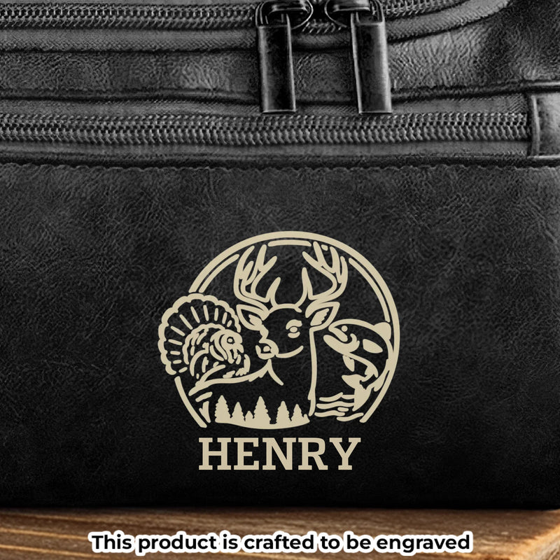 Custom Engraved Leather Toiletry Bag - Personalized  Christmas Birthday Hunting Gifts For Hunters - Hunt,  Explore, Repeat