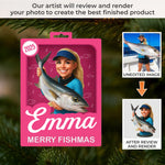 Custom Photo Toy Box Acrylic Ornament - Personalized Christmas Birthday Fishing Gifts For Fisherman - Merry Fishmas, Ya Filthy Angler