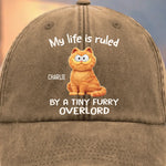 Custom Vintage Washed Denim Baseball Cap - Personalized Birthday Gifts For Cat Lovers, Cat Mom And Dad - All Hail The Fluff King