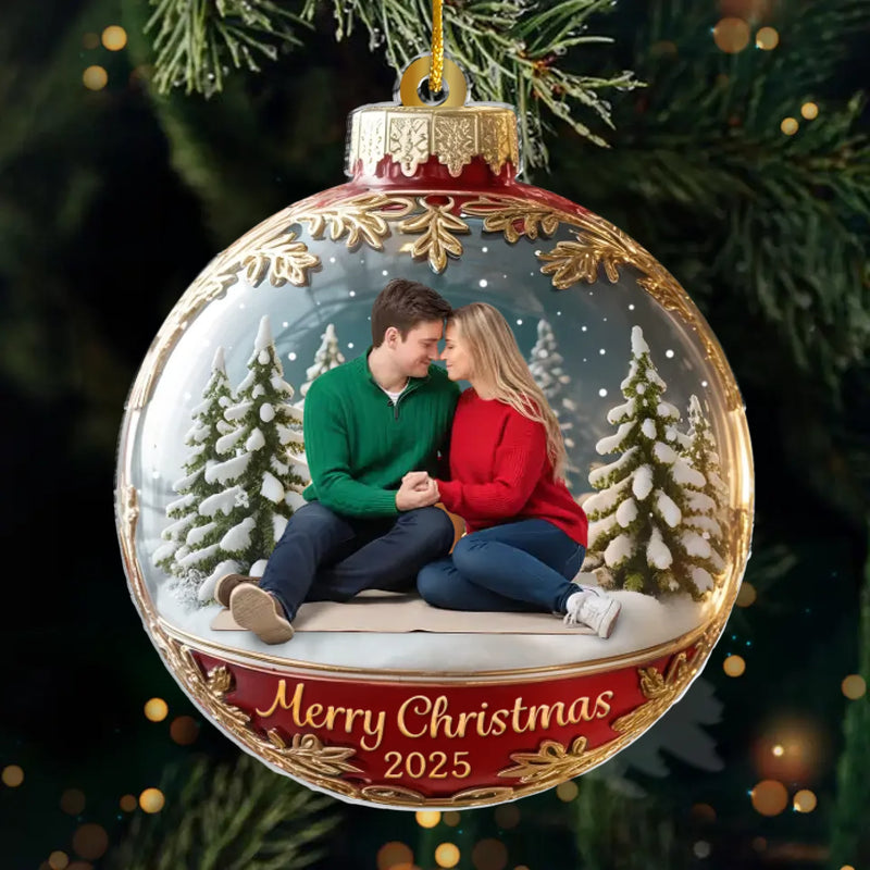 Custom Photo Acrylic Ornament - Personalized Anniversary Christmas Wedding Gifts For Husband And Wife, Him And Her - Every Snowflake Reminds Me Of You
