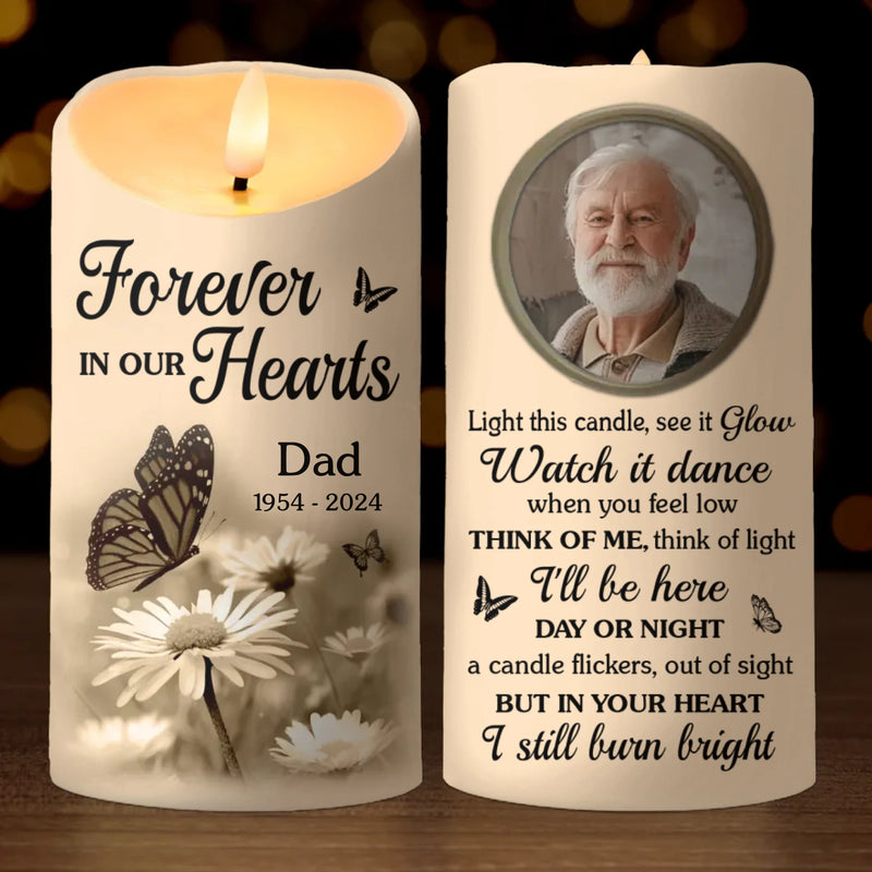 Custom Photo I’m Right Here Inside Your Heart - Memorial Personalized Custom LED Candle - Sympathy Gift, Christmas Gift For Family Members