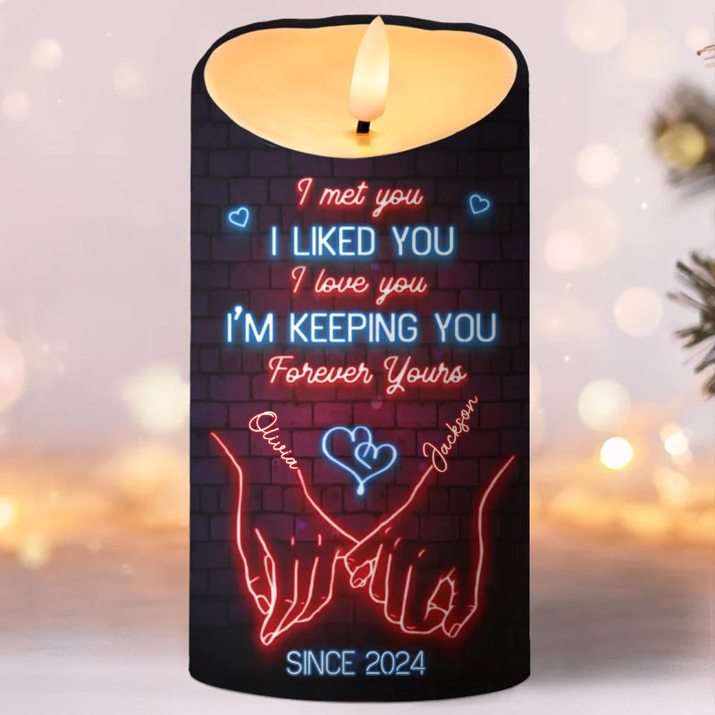 One Touch, Infinite Feelings - Couple Personalized Custom LED Candle - Christmas Gift For Couple, Husband, Wife