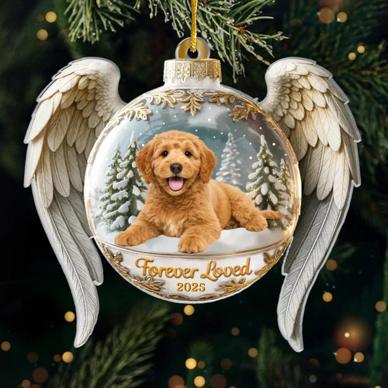 Custom Photo Acrylic Ornament - Personalized Pet Christmas Memorial Sympathy Gifts For Dog Lovers - Forever Cherished In Paw Prints