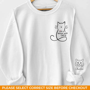 Custom Unisex Sweatshirt, Hoodie With Design On Sleeve - Personalized Christmas Birthday Gifts For Cat Lovers, Cat Mom And Dad - Cats Rule, Humans Drool