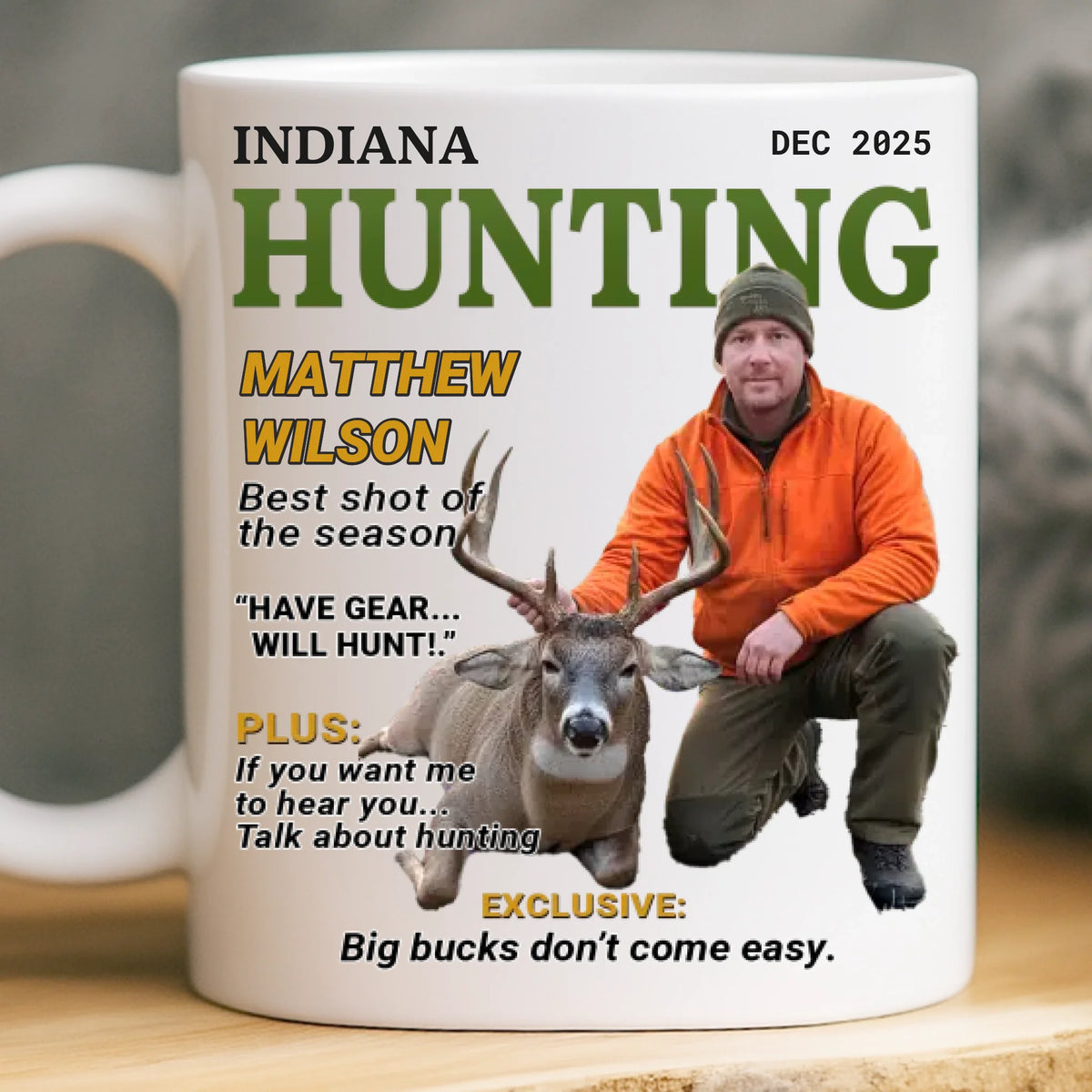 Custom Photo Magazine Mug - Personalized Birthday Hunting Gifts For Hunters - Wild At Heart