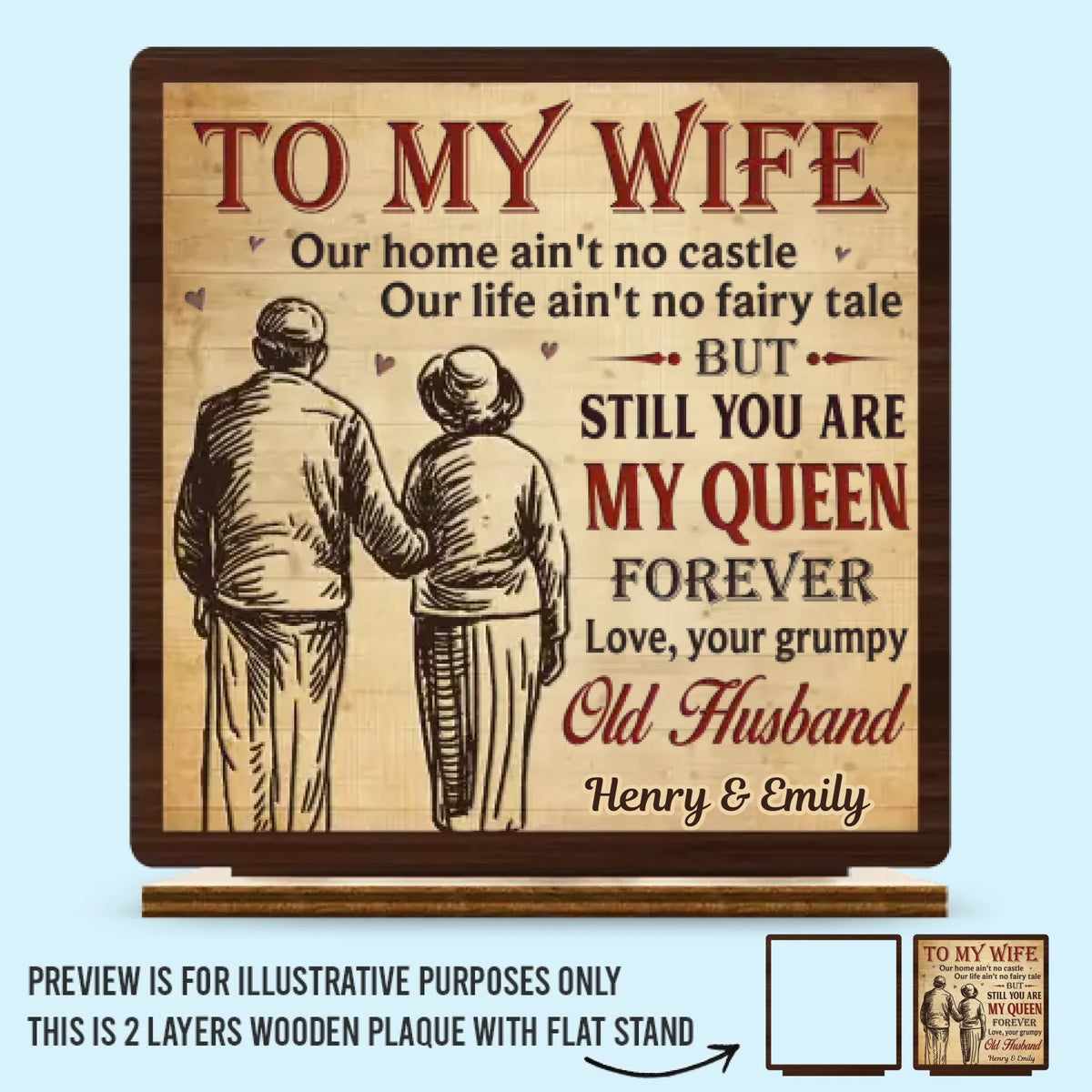 Custom 2-Layered Wooden Plaque - Personalized Anniversary Wedding Gifts For Husband And Wife, Him And Her - Together Feels So Right