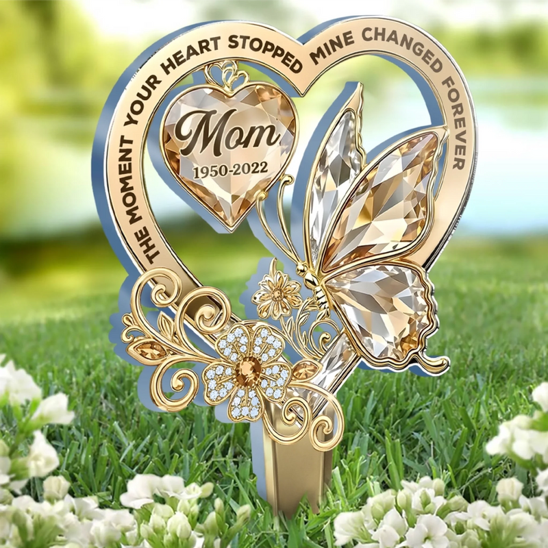 Custom Stain Glass Style Acrylic Garden Stake - Personalized Memorial Sympathy Gifts For Loss Of Mom, Dad - Your Spirit Flowers On