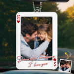 Custom Photo Acrylic Car Ornament - Personalized Anniversary Wedding Gifts For Husband And Wife, Him And Her - My Favorite View Is You