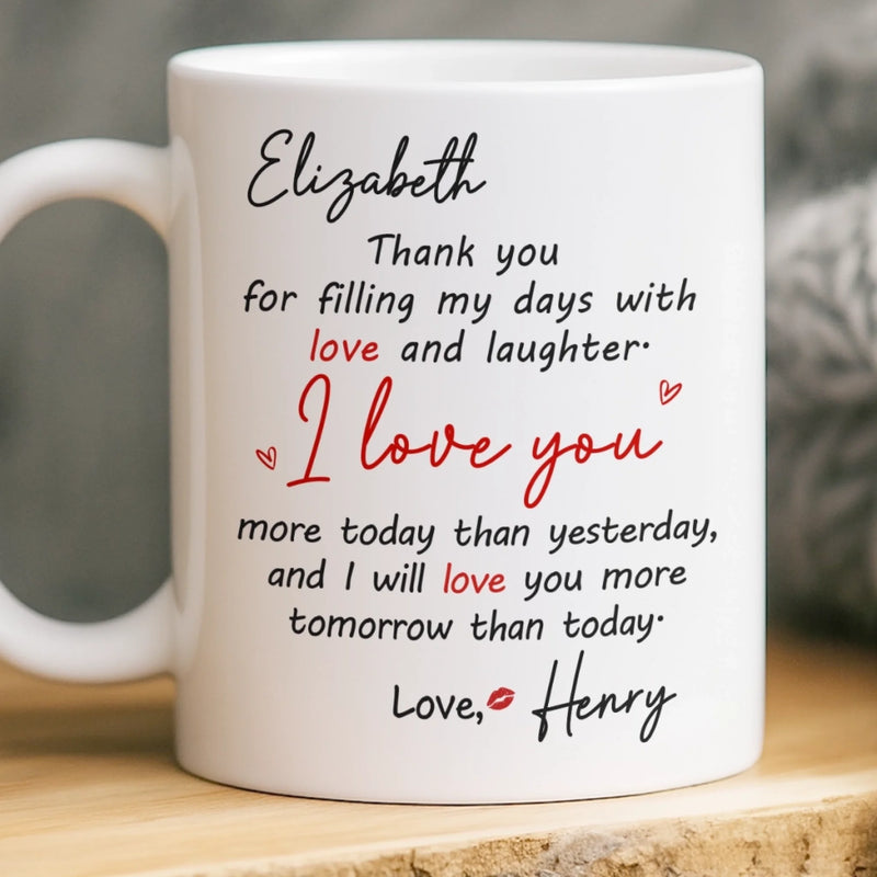 Custom Mug - Personalized Anniversary Wedding Gifts For Husband And Wife, Him And Her - Two Hearts One Direction