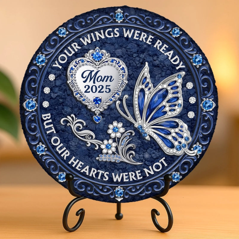 Custom Round Shaped Stone With Stand - Personalized Memorial Sympathy Gifts For Loss Of Mom, Dad - Forever Loved Never Forgotten