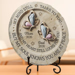 Custom Round Shaped Stone With Stand - Personalized Memorial Sympathy Gifts For Loss Of Mom, Dad - Peace Beyond Words