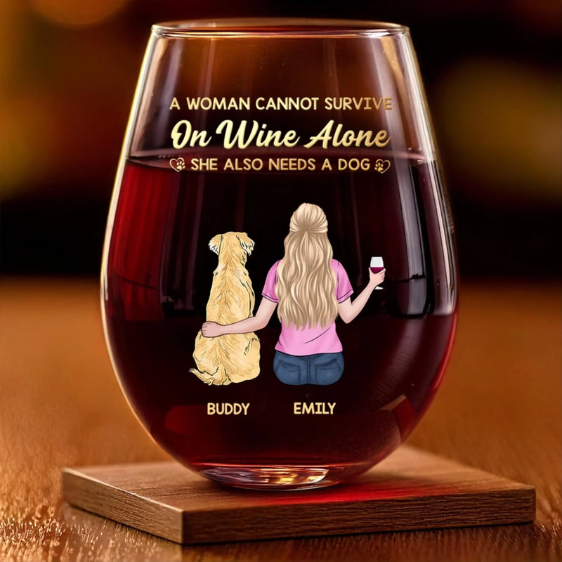 Custom Wine Glass - Personalized Birthday Gifts For Dog Lovers, Dog Dad And Mom - Cheers To Paws