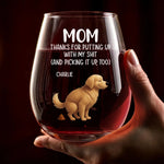 Custom Wine Glass - Personalized Birthday Gifts For Dog Lovers, Dog Dad And Mom - A Toast To Real Moms