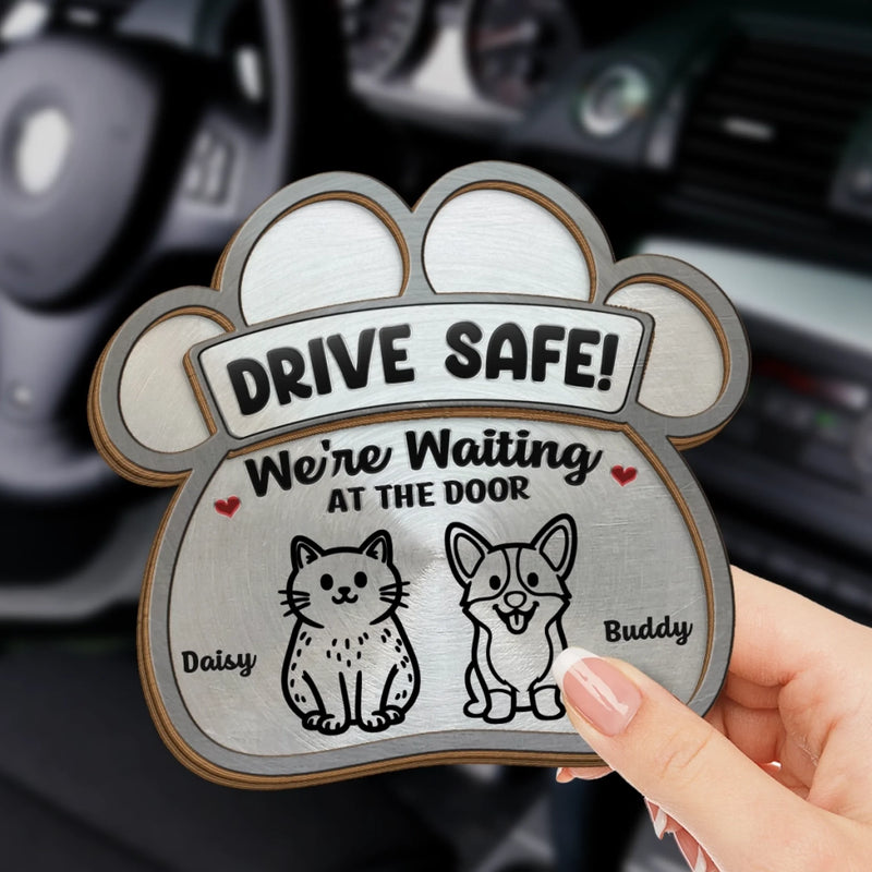 Custom Car Visor Clip - Personalized Birthday Gifts For Dog Cat Lovers, Dog Dad And Mom, Cat Owners - Drive Safe, Love Waits
